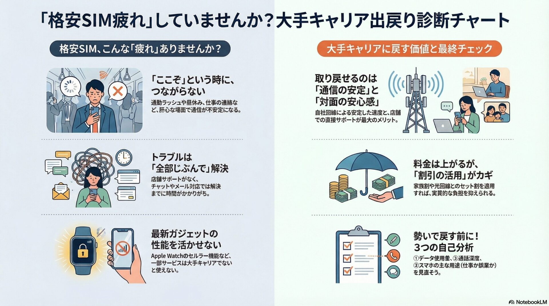 格安SIMに疲れた人必見！大手キャリアに戻した人の共通点